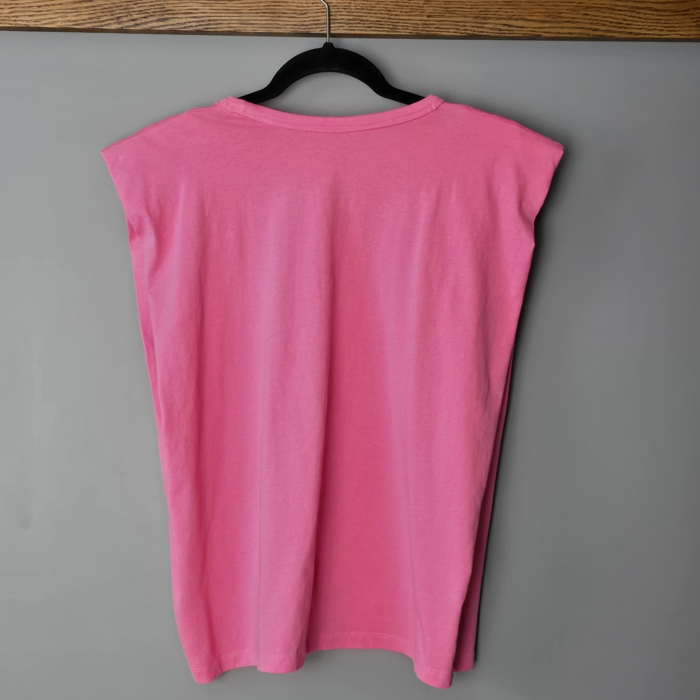 French Connection Pink Shoulder Pad Muscle Tee. Size Medium - Picture 2 of 3